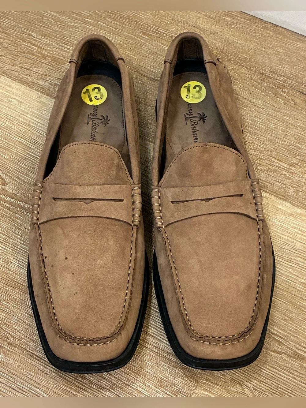 Tommy Bahama Slip-on Loafers Feature A Brushed Olive Brown Leather Men’s 13 M